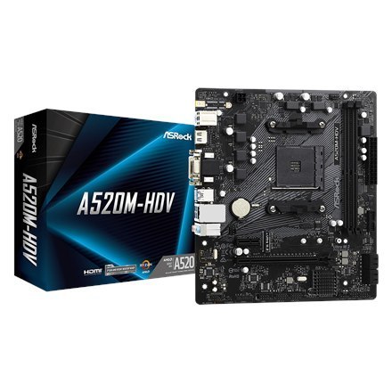 ASRock ASRock | A520M-HDV | Rodzina procesorów AMD | Gniazdo procesora AM4 | DDR4 DIMM | Gniazda pamięci 2 | Obsługiwane interfejsy dys