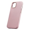 Skórzane etui iPhone 14 magnetyczne z MagSafe Litchi Premium Leather Case różowy