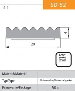 STOMIL USZCZELKA SAMOPRZYLEPNA CZARNA SD-52/4-0 DGP 20*4 MB