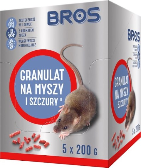 BROS GRANULAT NA MYSZY I SZCZURY 1KG - 5 SASZETEK 200G