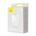 Compact szybka ładowarka sieciowa 2x USB USB-C 30W 3A PD QC biały