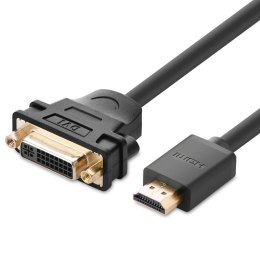 Kabel przewód adapter przejściówka DVI żeński - HDMI męski 22cm czarny