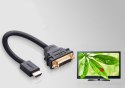 Kabel przewód adapter przejściówka DVI żeński - HDMI męski 22cm czarny