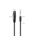 Przejściówka kabel audio do mikrofonu XLR żeński - 6.35 mm jack męski 3m czarny