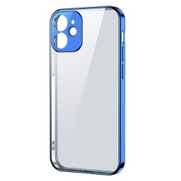 Ultra cienkie przezroczyste etui z metaliczną ramką do iPhone 12 Pro Max ciemno-niebieski