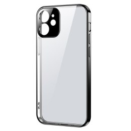 Ultra cienkie przezroczyste etui z metaliczną ramką do iPhone 12 Pro Max czarny