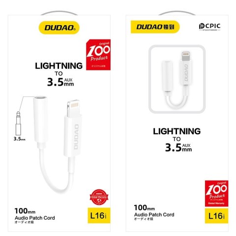 Adapter audio przejściówka do słuchawek iPhone z Lightning na mini jack 3,5 mm biały