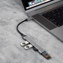 Adapter rozdzielacz HUB z gniazda USB-C na 4x USB czarny szary