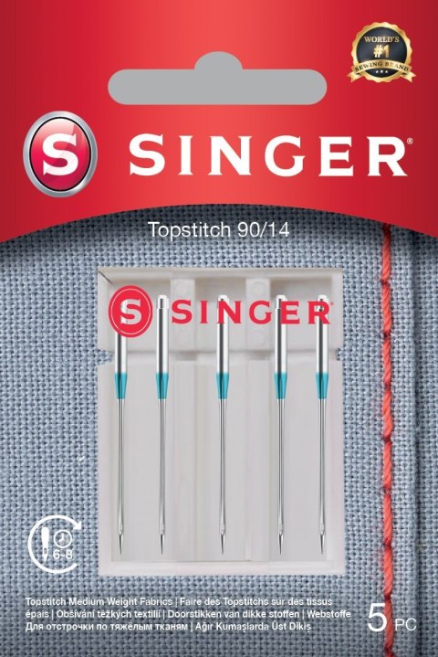 Singer Singer | Topstitch Needle 90/14 5PK Metalic Thread