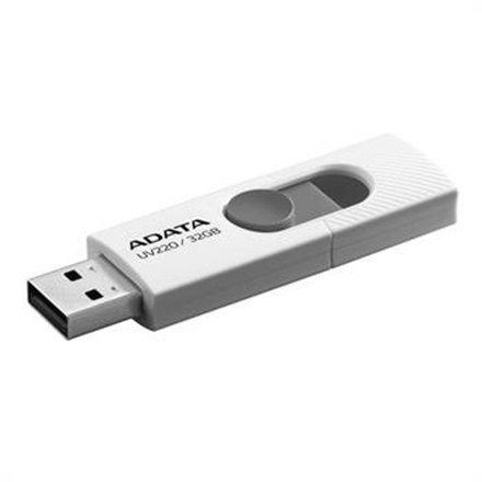 ADATA Ultranowoczesny pendrive ADATA UV220 o pojemności 32 GB w eleganckim białym i szarym kolorze. Przechowuj i przesyłaj dane w styl