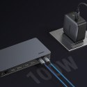 Wielofunkcyjny HUB adapter rozdzielacz ekranów HDMI DisplayPort USB-C USB-A RJ45 szary