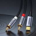 Kabel przewód audio dźwiękowy USB-C męski - 2RCA męski 1.5m szary