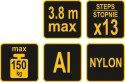 VOREL DRABINA ALUMINIOWA TELESKOPOWA 3,8M 13 STOPNI