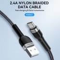 Kabel przewód w oplocie USB-A - USB-C 2.4A 1m czarny