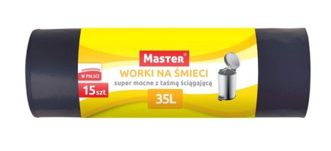 UN WORKI NA ODPADY HD 35L Z TAŚMĄ ŚCIĄGAJĄCĄ - SUPER MOCNE