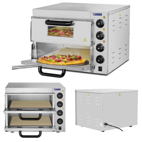 Profesjonalny piec do pizzy podwójny 2 x 40cm 3000W 230V Royal Catering