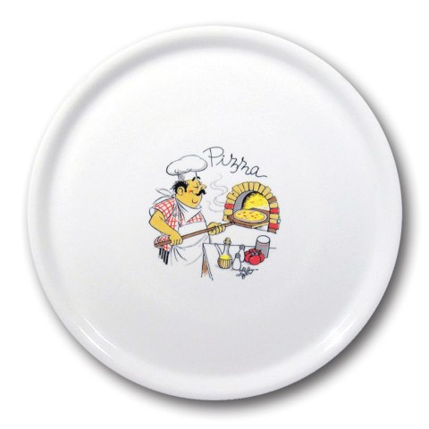 Wytrzymały talerz do pizzy z porcelany Speciale dekorowany 330mm - zestaw 6szt.