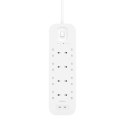 Listwa zasilająca Belkin Power Surge 8-PORT + 2xUSB-C 30W 900J 2m White