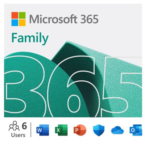 Microsoft Microsoft | 365 Family | 6GQ-01897 | M365 Family | FPP | Okres licencji 1 rok (y) | Angielski | EuroZone Medialess