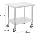 Stół blat roboczy na kółkach 2 poziomy 60 x 80 cm STAL do 135 kg