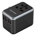 Adapter podróżny uniwersalny 65W Vention FJFB0 GaN 2xUSB-C 2xUSB-A (czarny)