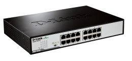 D-Link DGS-1016D/E łącza sieciowe Nie zarządzany Czarny, Metaliczny