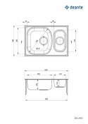 Deante Xylo ZEX0503 zlewozmywak stalowy 62x44 cm