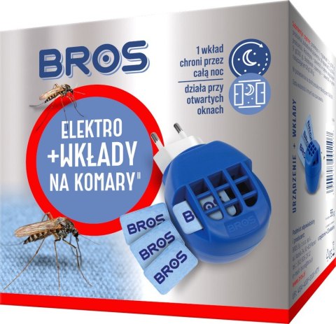 BROS ELEKTROFUMIGATOR +10 WKŁADÓW NA KOMARY