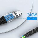 Kabel przewód USB-C-USB-C z organizererm magnetycznym PD 3.1 240W 1.8m - czarny