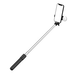 Selfie stick teleskopowy z pilotem + lamkpa LED stojak tripod na telefon 1m - czarny