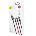 3w1 Kabel przewód USB-A - micro USB / iPhone Lightning / USB-C 3.5A 0.3m - czarny