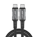 Kabel przewód USB-C USB4 PD3.1 5A do transmisji danych i Video 4K 1m - szaro-czarny