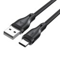 Kabel przewód elastyczny w oplocie USB-A - USB-C 3A 1.2m - czarny