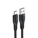 Kabel przewód elastyczny w oplocie USB-A - USB-C 3A 1.2m - czarny