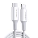 Kabel przewód MFi USB-C - iPhone Lightning 20W 3A 0.25m - biały