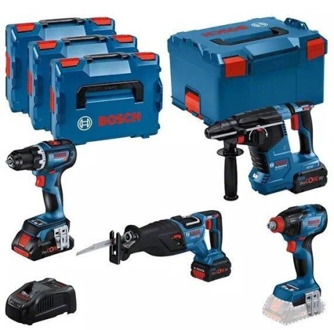 BOSCH ZESTAW NARZĘDZI 18V GSR+GDX+GBH+GSA 1*4.0AH + 2*5.5AH