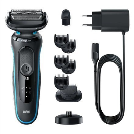 Braun Shaver 51-M4500cs Czas pracy (maks.) 50 min, na mokro i na sucho, czarny/niebieski