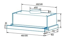 CATA TFB-5160 X Hood, Energy efficiency class C, Width 59.5 cm, Max 297 m3/h, Mechanical control, LED, Stainless steel CATA