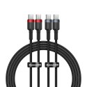 2x Kabel przewód Cafule USB-C - USB-C 100W 2m - czerwono-czarny i czarno-szary