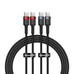 2x Kabel przewód Cafule USB-C - USB-C 100W 2m - czerwono-czarny i czarno-szary