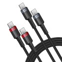 2x Kabel przewód Cafule USB-C - USB-C 100W 2m - czerwono-czarny i czarno-szary