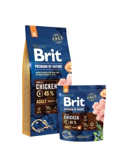 BRIT PREMIUM BY NATURE Adult M - sucha karma z kurczakiem dla psów dorosłych ras średnich - 15 kg