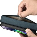 2w1 etui skórzany pokrowiec z klapką iPhone 14 Anti-RFID Oil Wax Wallet Case niebieski